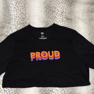 BP Black T-Shirt with Colorful 'Proud' Graphic